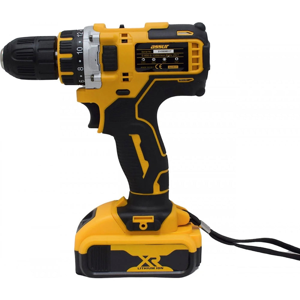 Τρυπάνι Μπαταρίας 12V 2×1.5Ah ASSUR ASR-LD18 Κίτρινο