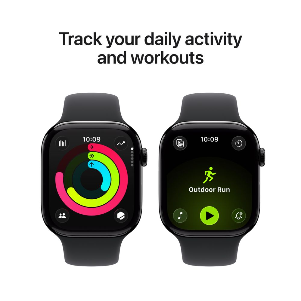 Apple Watch Series 11 GPS 46mm Jet Black Aluminium Case με Black Sport Band - M/L SmartWatch