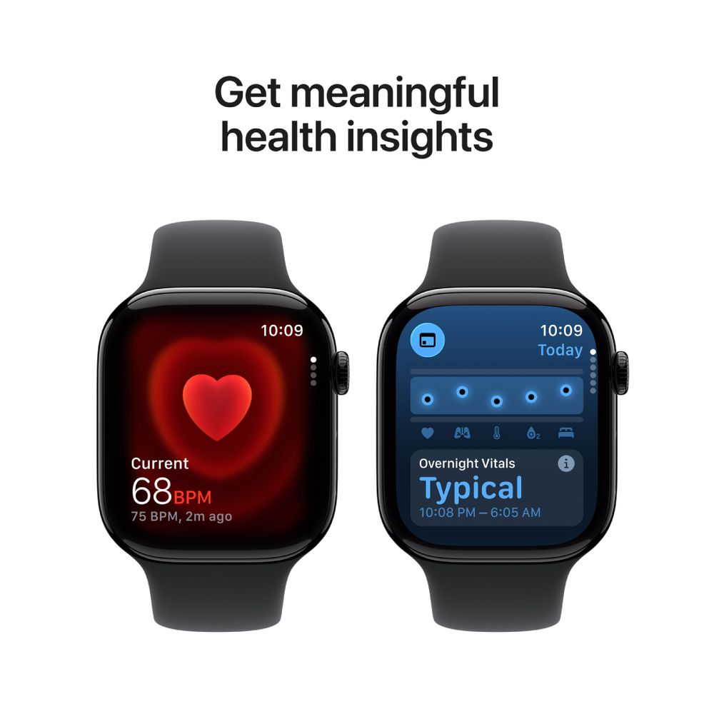 Apple Watch Series 11 GPS 46mm Jet Black Aluminium Case με Black Sport Band - M/L SmartWatch