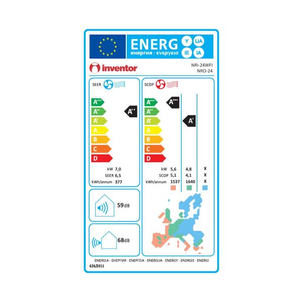 Κλιματιστικό 24.000 BTU INVENTOR NURA NRI-24WFI/NRO-24