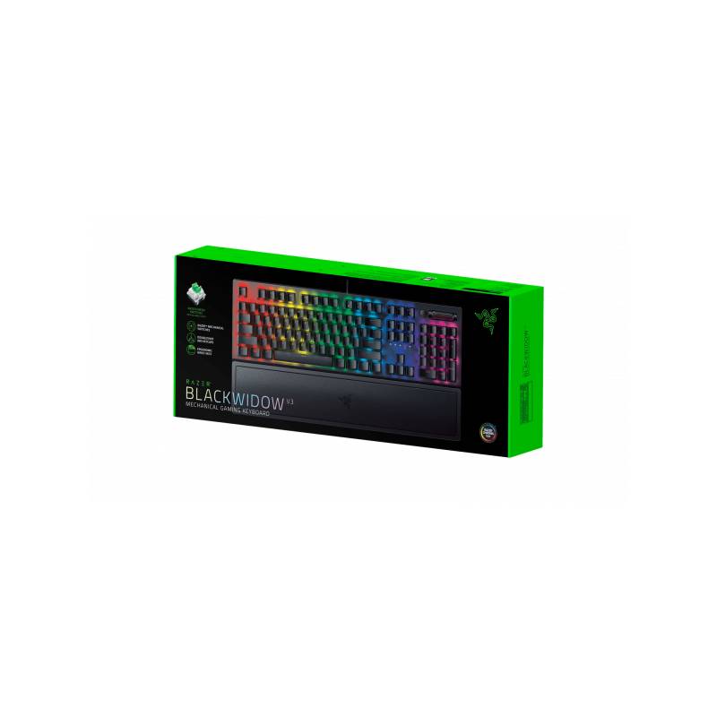 Gaming Keyboard Razer BlackWidow V3 - Mechanical Keyboard (Green Switch) - Wrist Rest - GR Layout