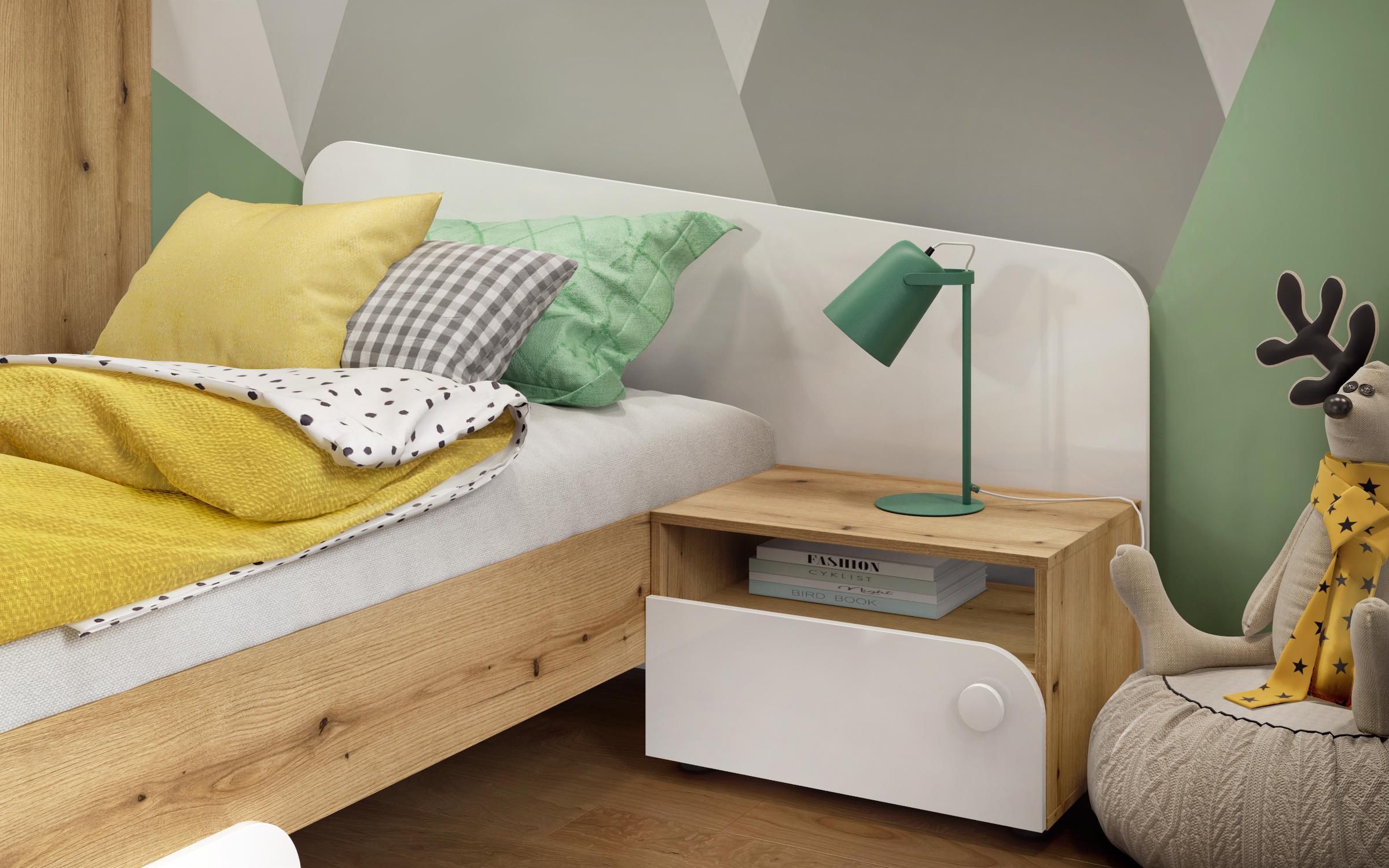 Παιδικό σετ δωματίου Shaw 90x200 δρυς evok + άσπρο γυαλιστερό