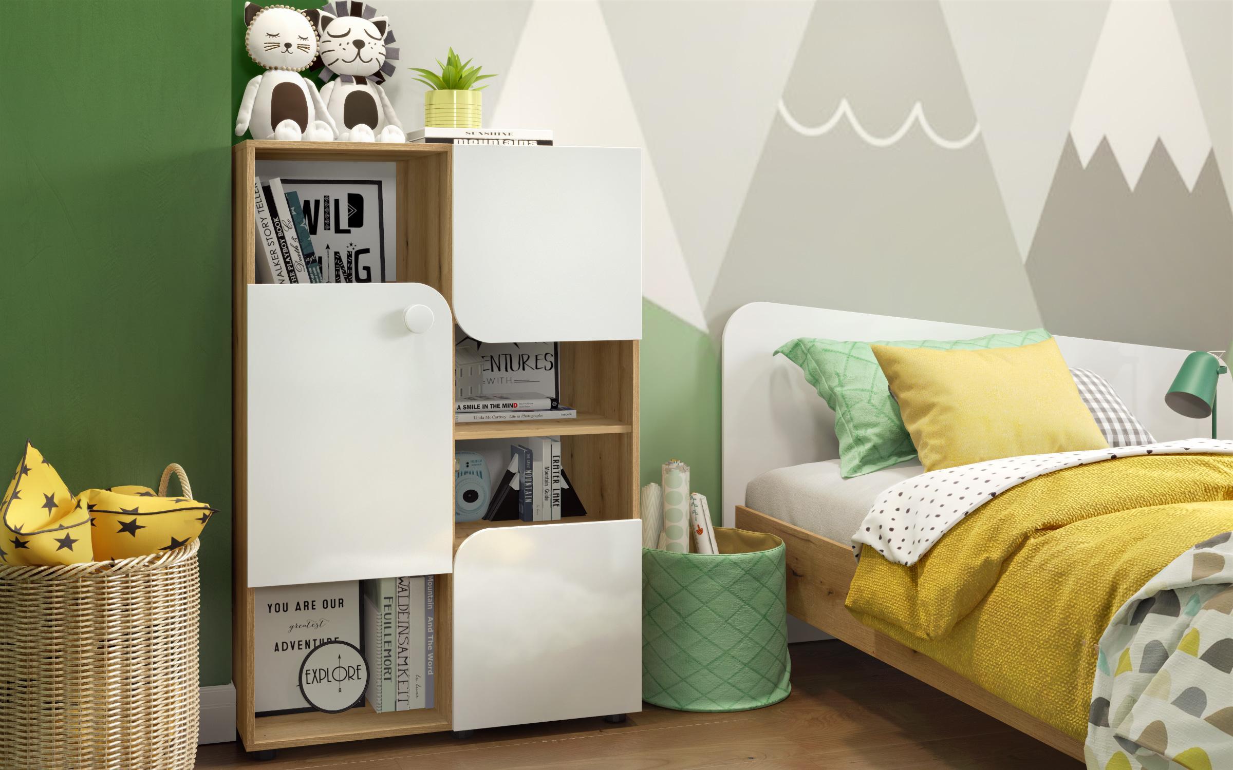 Παιδικό σετ δωματίου Shaw 90x200 δρυς evok + άσπρο γυαλιστερό