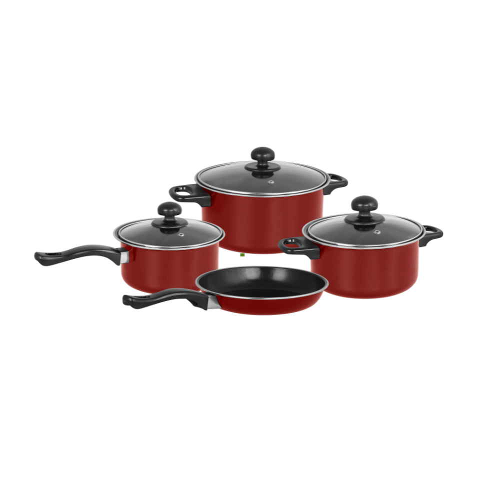 Σετ Κατσαρόλες 7 Τεμαχίων από carbon steel – RED – EH-S0118-R
