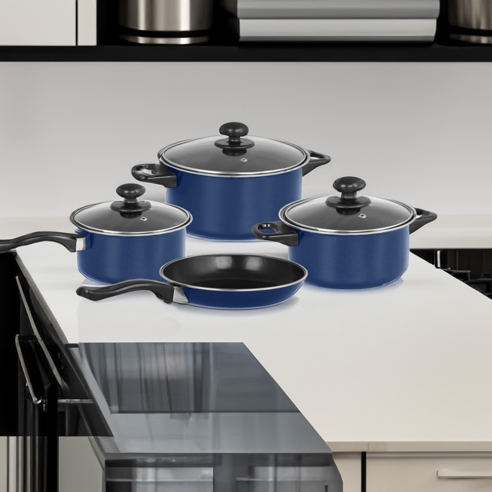 Σετ Κατσαρόλες 7 Τεμαχίων από carbon steel – BLUE – EH-S0118-T