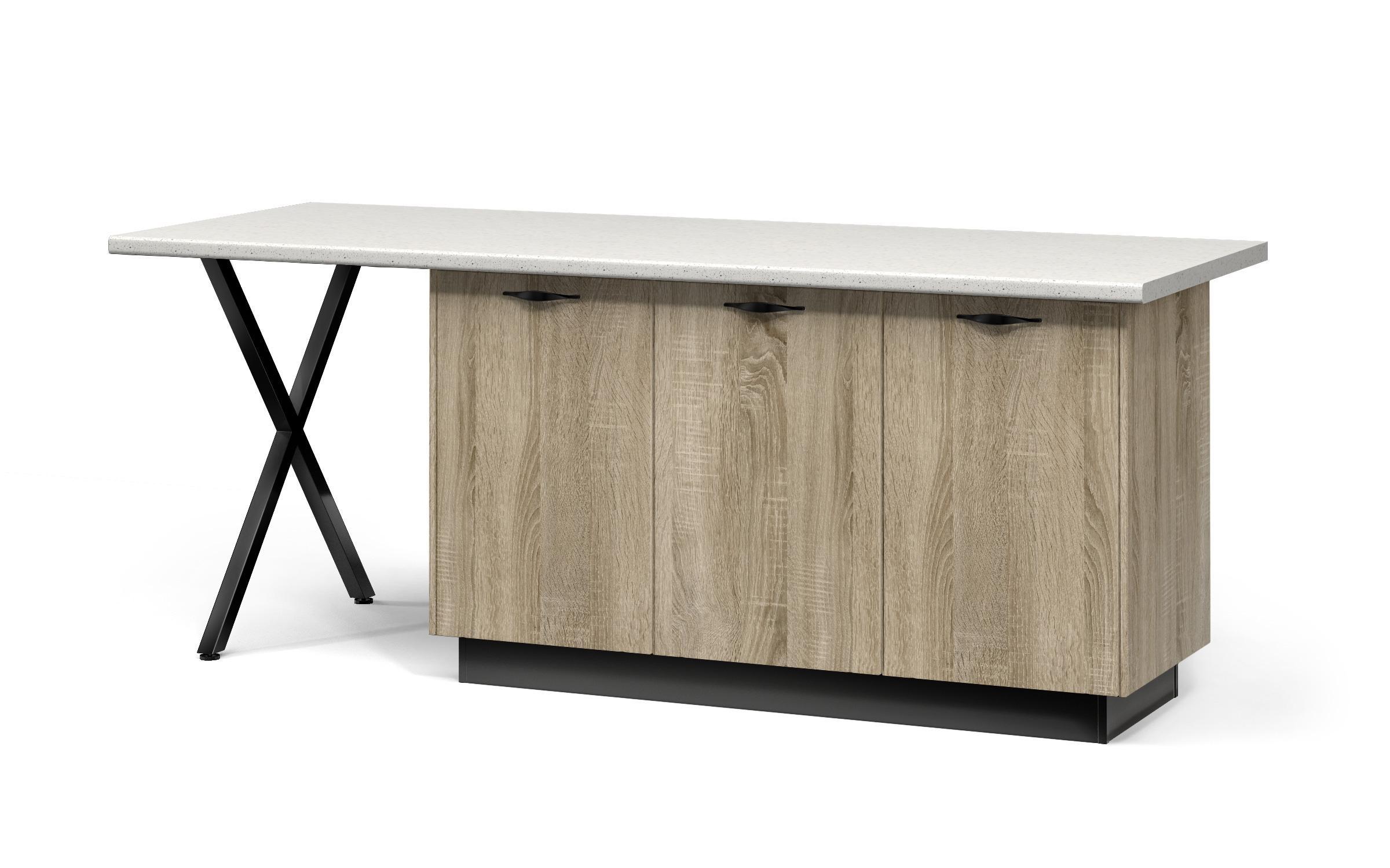 Πάγκος για νησίδα Corinthian 6201 δρυς σκούρο evok + άσπρο + μαύρο