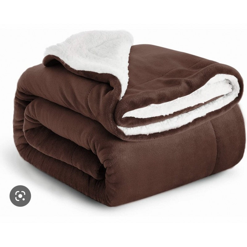 Υπέρδιπλο Κουβερτοπάπλωμα Flannel Sherpa 220X240 Καφέ KP010