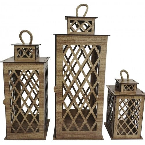 Σετ Φανάρια Ξύλινα 3 τεμαχίων Wood – ΚΑΦΕ IGRP885