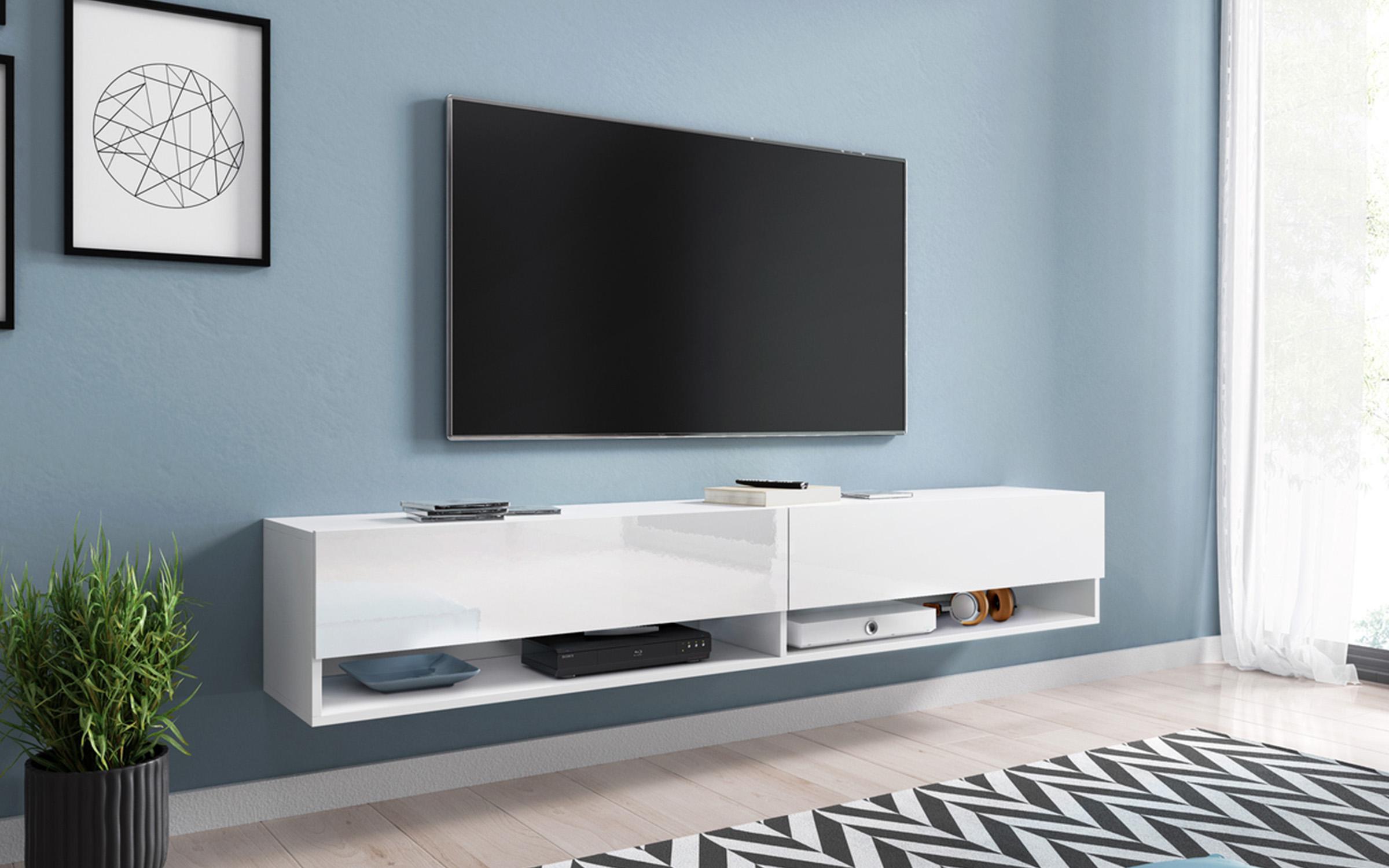 Έπιπλο TV + LED Sebastian 2468 δρυς vottan + μαύρο γυαλιστερό