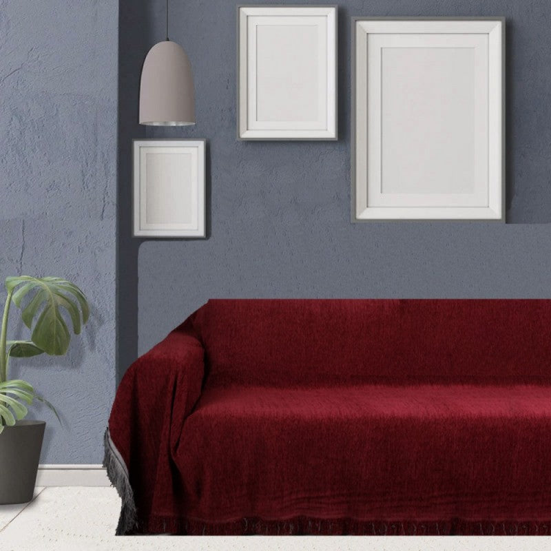 Σετ Ριχτάρια με κρόσσια 3 τεμαχίων Chenille Μπορντό SR0018