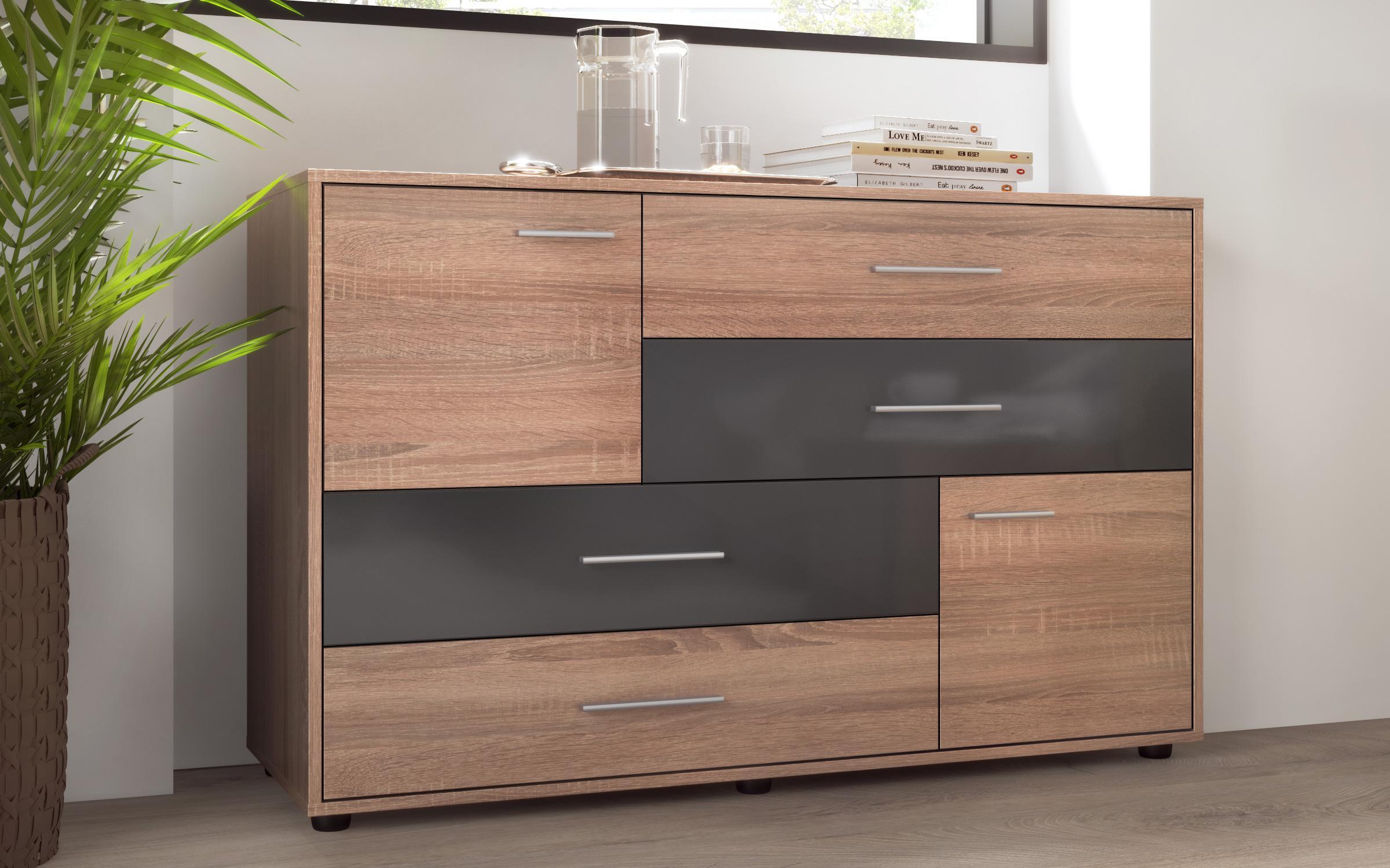 Σετ κρεβατοκάμαρας + στρώμα Gibson 160x200 δρυς sonoma + ανθρακί ματ