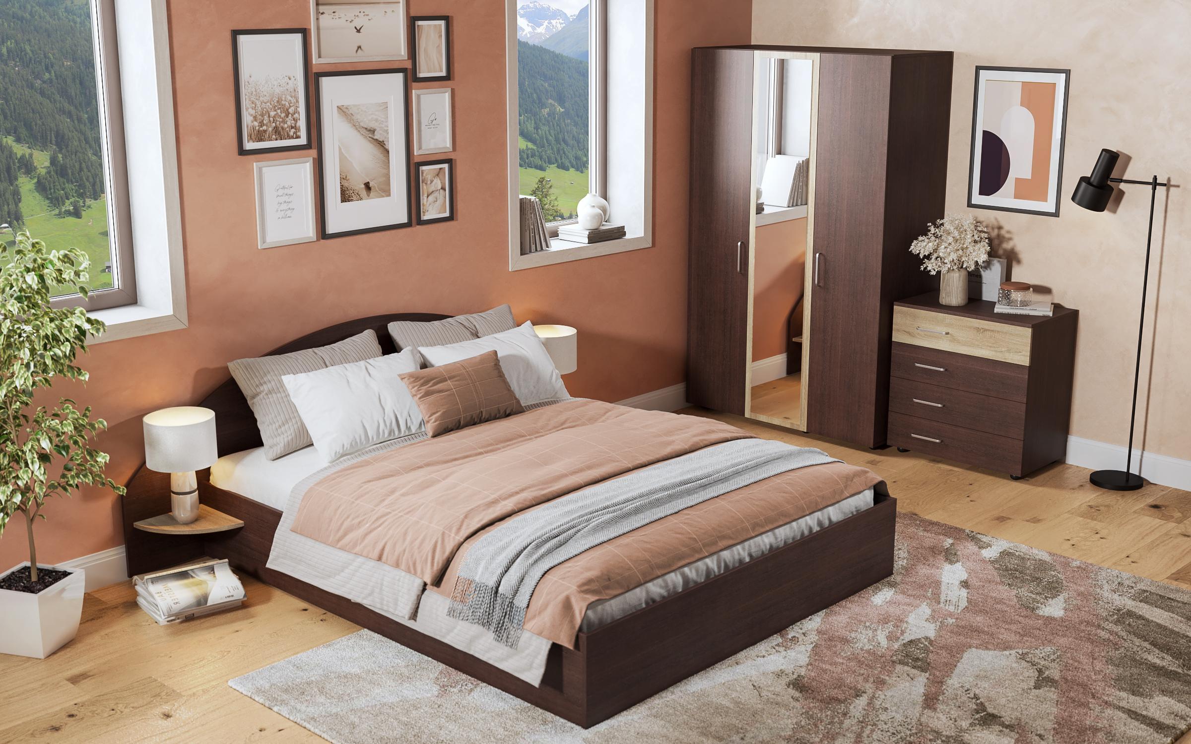 Σετ κρεβατοκάμαρας + στρώμα Manga 160x200 wenge + δρυς sonoma