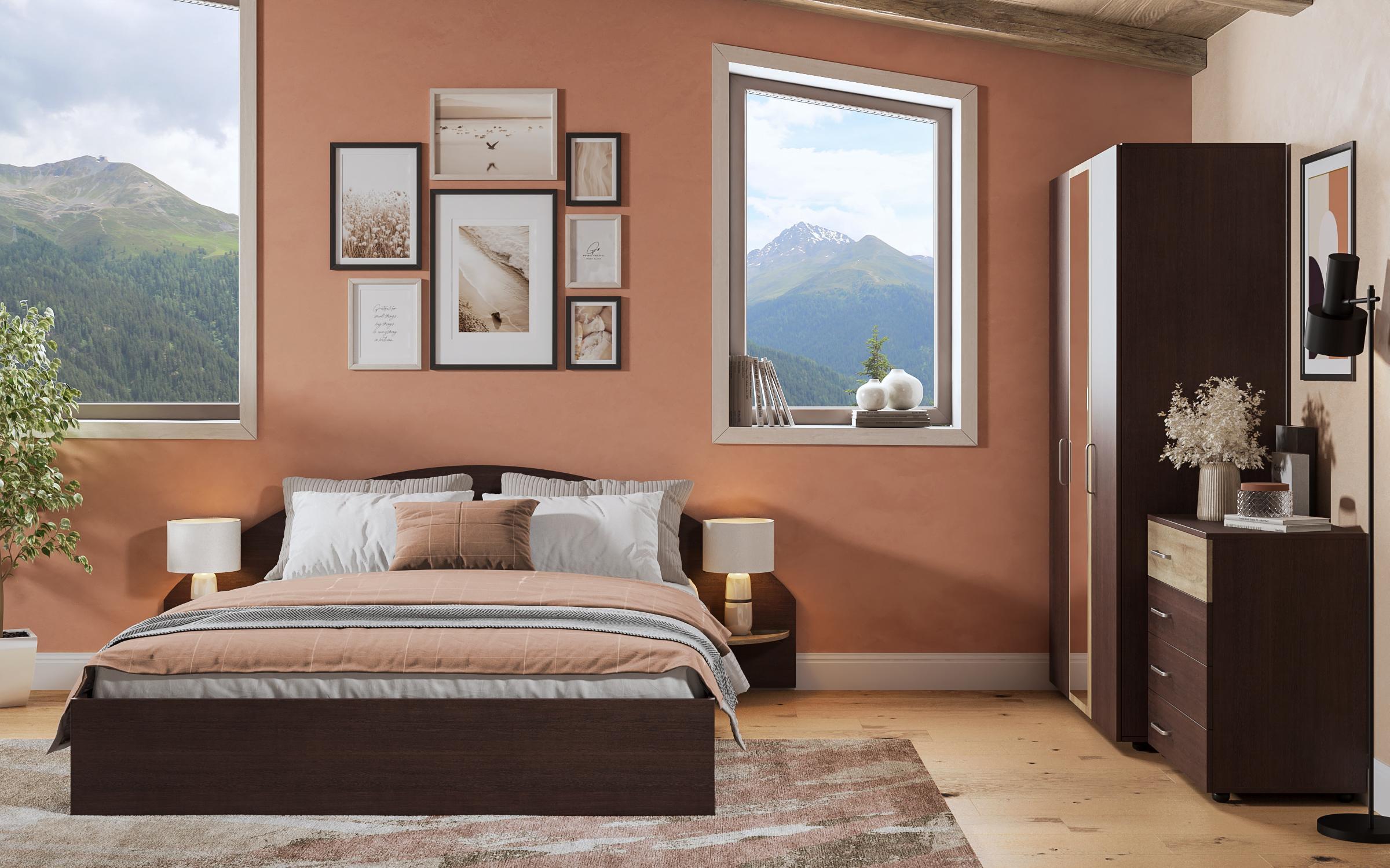 Σετ κρεβατοκάμαρας + στρώμα Manga 160x200 wenge + δρυς sonoma