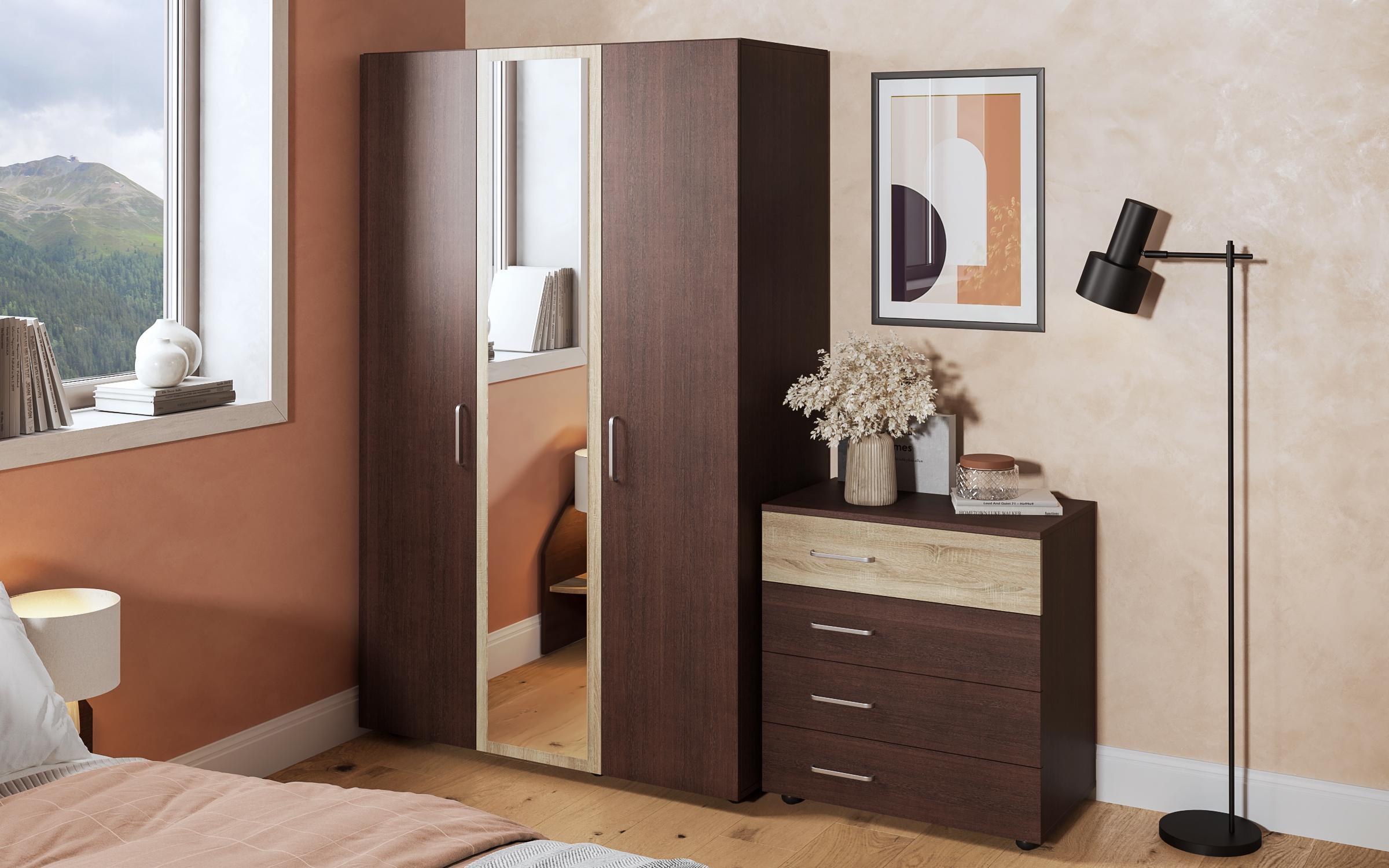 Σετ κρεβατοκάμαρας + στρώμα Manga 160x200 wenge + δρυς sonoma