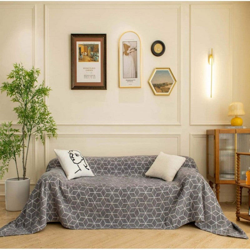 Σετ Ριχτάρια 3 τεμαχίων Chenille Εμπριμέ Γκρι SR0014