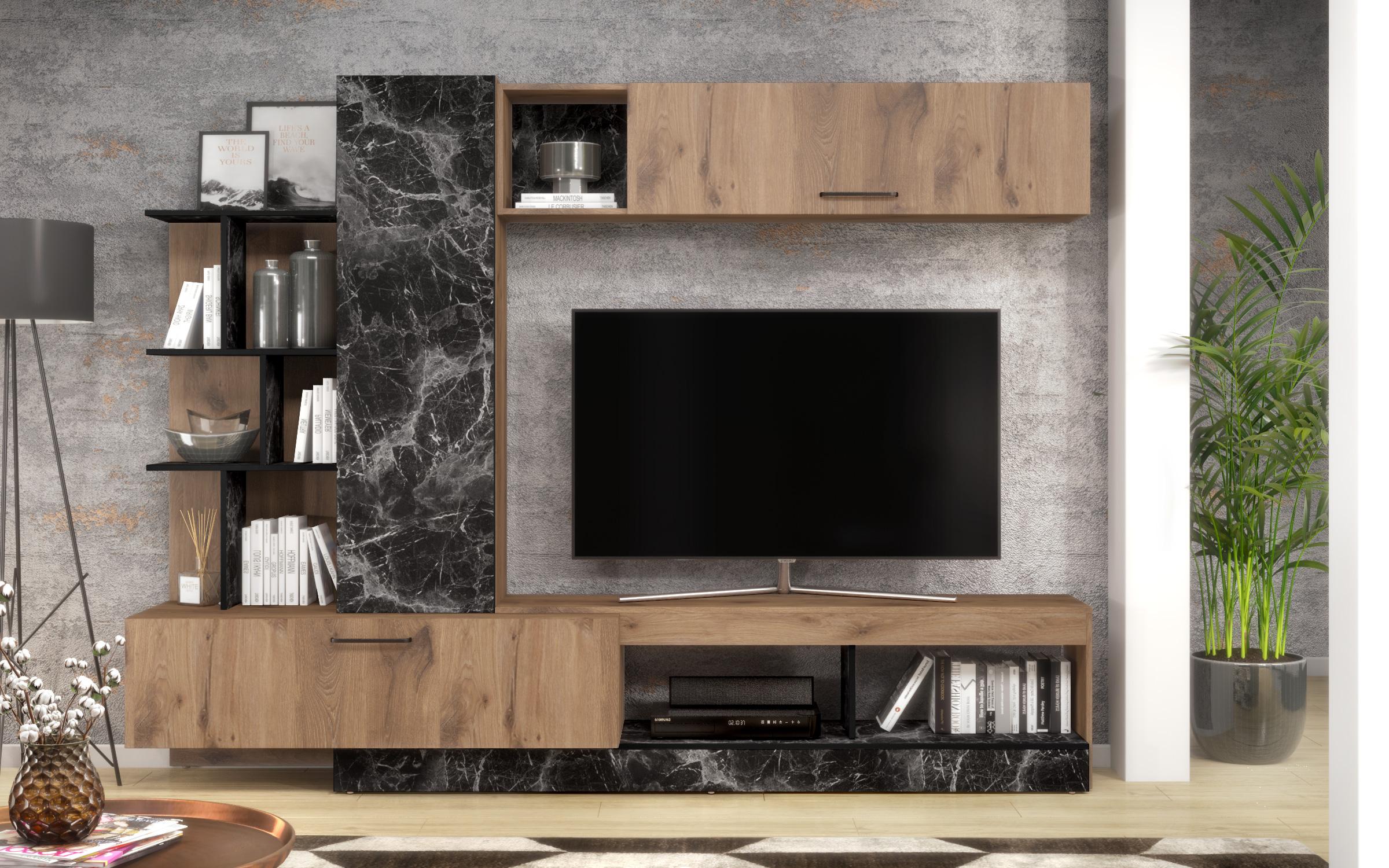Έπιπλο σύνθεσης Fernandez 8759 μάρμαρο + δρυς evok