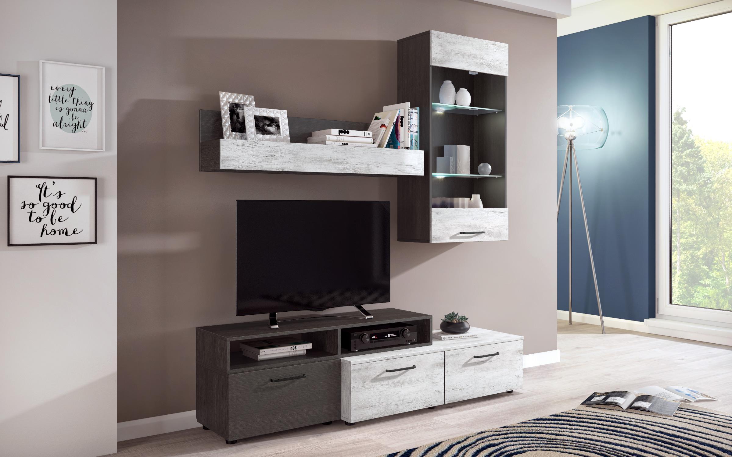 Έπιπλο σύνθεσης + φωτισμός LED Cabiso 9072 δρυς evok + magma