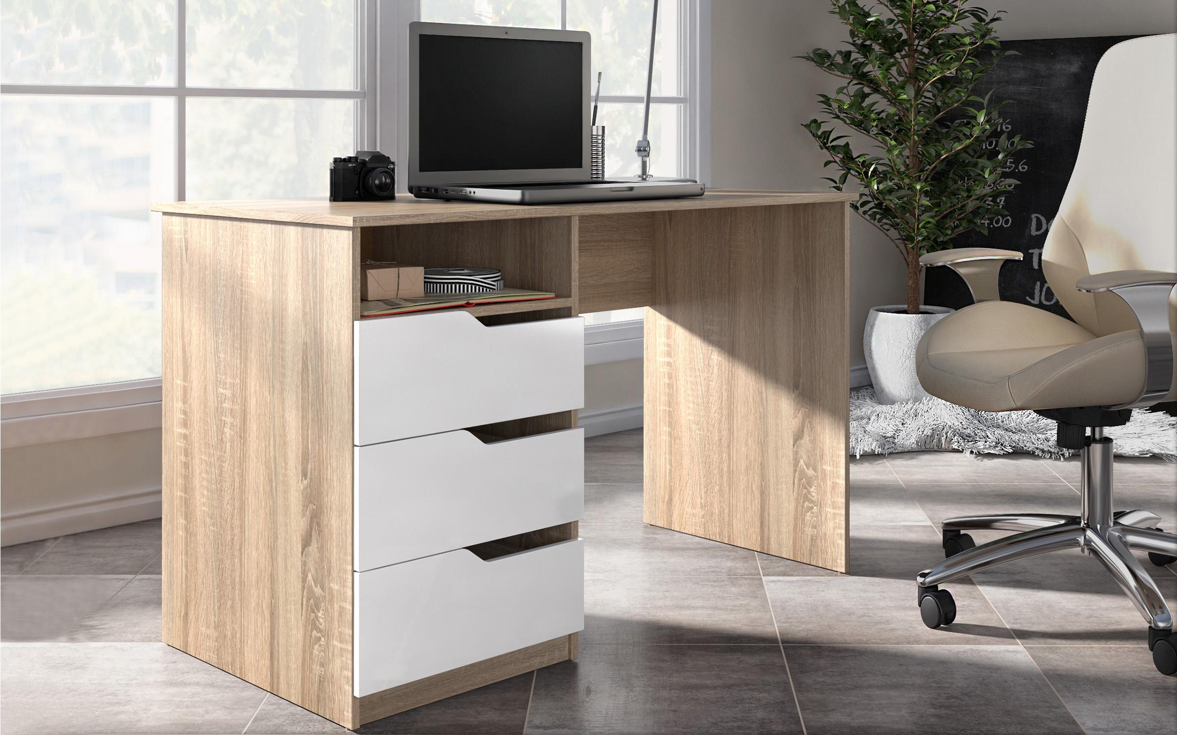 Γραφείο Lance 8538 δρυς sonoma + άσπρο σαγρέ