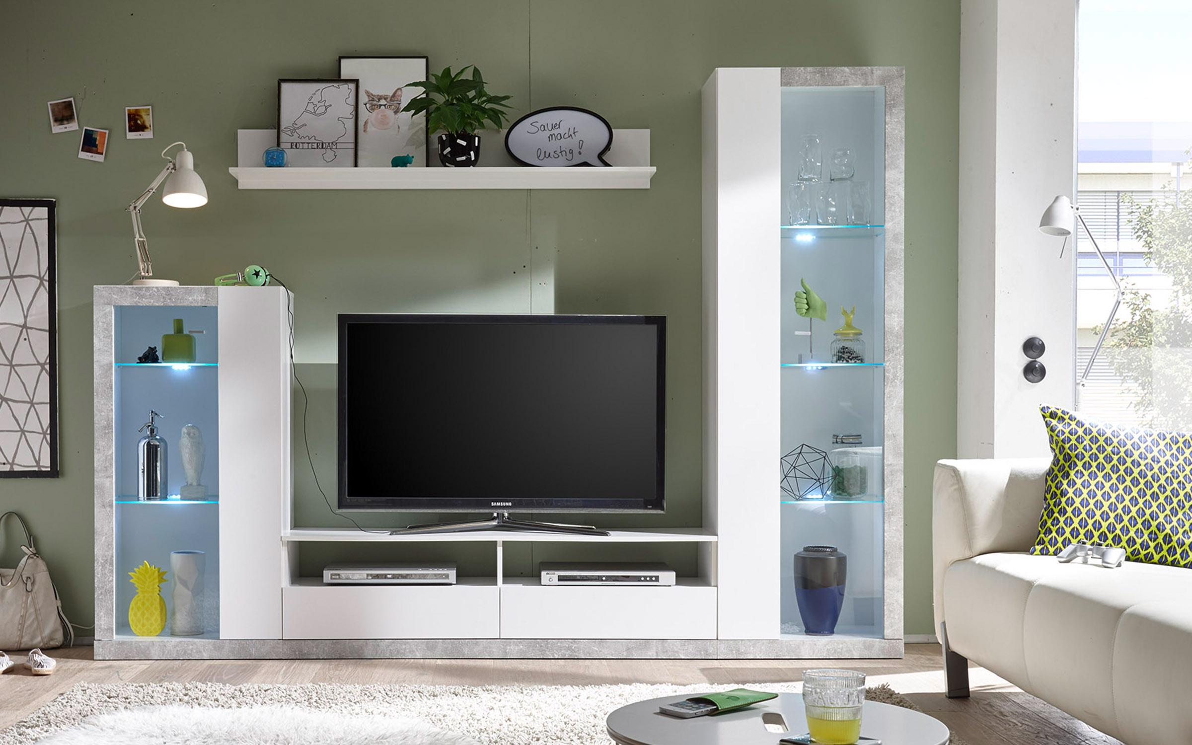 Έπιπλο σύνθεσης + φωτισμός LED Buddy 6583 άσπρο + beton