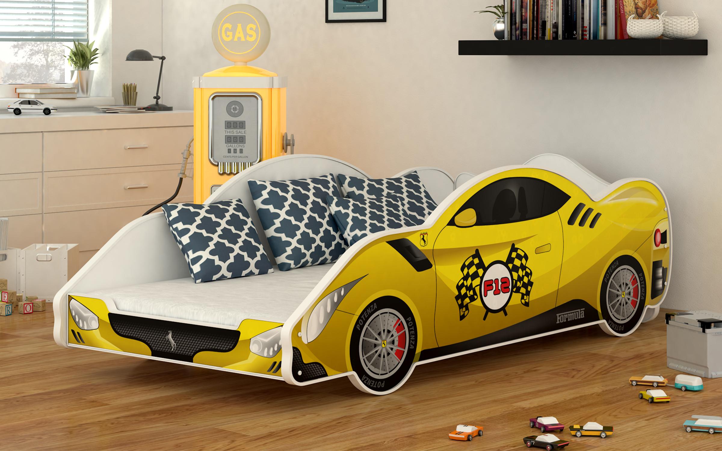 Παιδικό κρεβάτι Ferrari 90x180 κίτρινο
