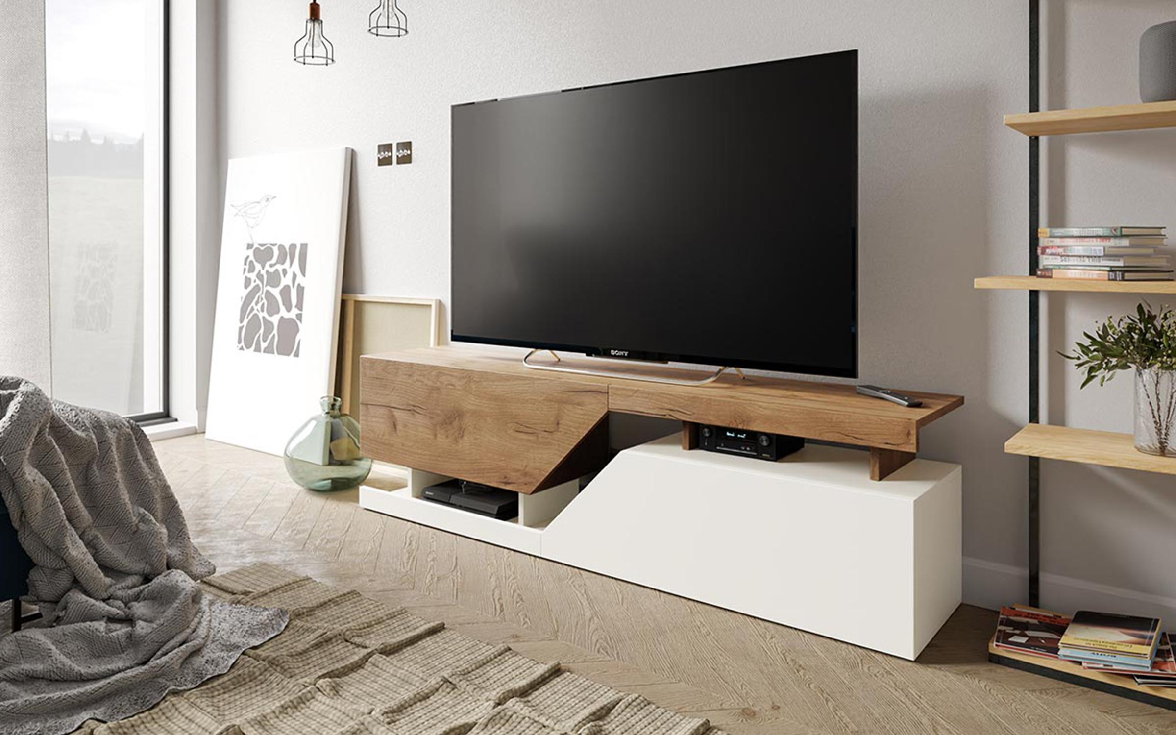 Έπιπλο TV Weslay 5342 άσπρο + δρυς vottan