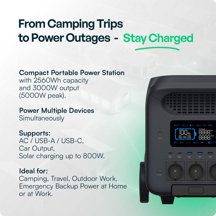 Φορητό Επαναφορτιζόμενο Power Station 3000W/2560Wh με WiFi 12709 V-TAC