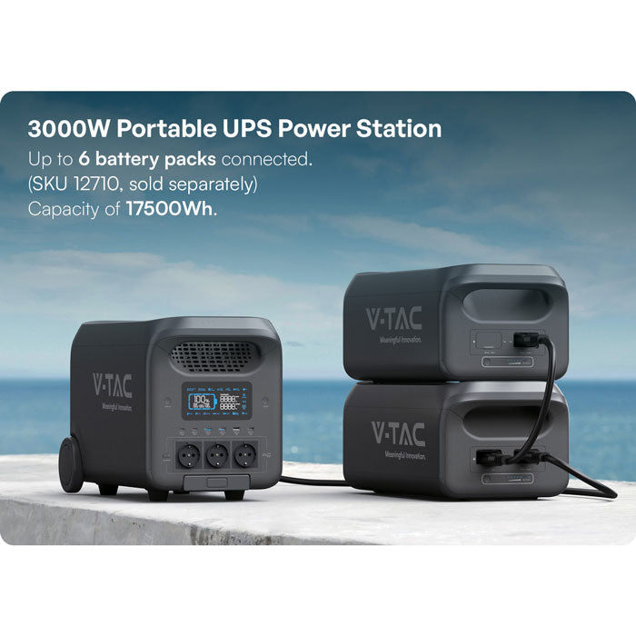Φορητό Επαναφορτιζόμενο Power Station 3000W/2560Wh με WiFi 12709 V-TAC
