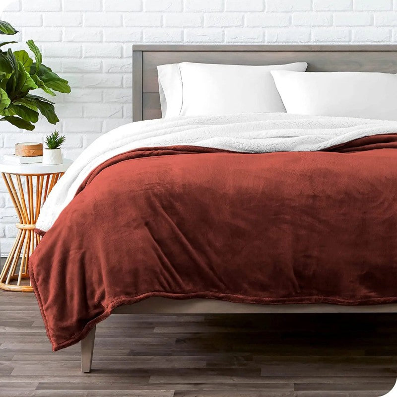 Υπέρδιπλο Κουβερτοπάπλωμα Flannel Sherpa 220X240 Καφέ KP010