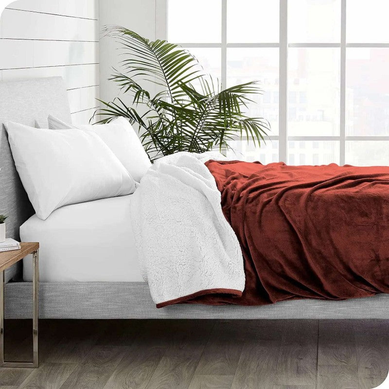 Υπέρδιπλο Κουβερτοπάπλωμα Flannel Sherpa 220X240 Καφέ KP010