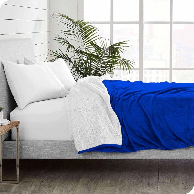 Υπέρδιπλο Κουβερτοπάπλωμα Flannel Sherpa 220X240 Μπλε KP008