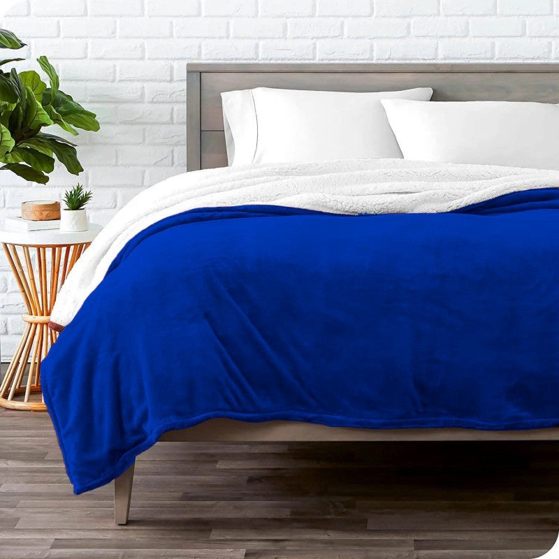 Υπέρδιπλο Κουβερτοπάπλωμα Flannel Sherpa 220X240 Μπλε KP008