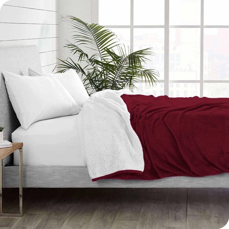 Υπέρδιπλο Κουβερτοπάπλωμα Flannel Sherpa 220X240 Μπορντό KP0009