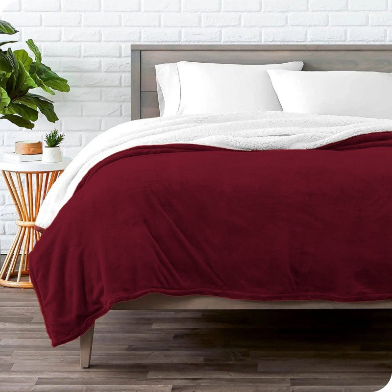 Υπέρδιπλο Κουβερτοπάπλωμα Flannel Sherpa 220X240 Μπορντό KP0009