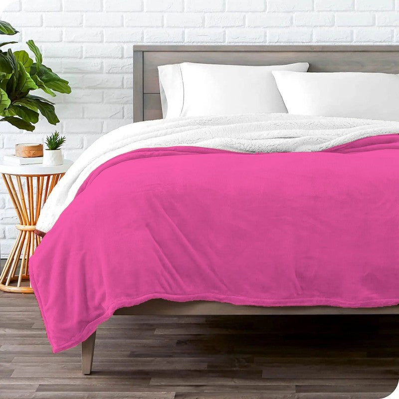 Υπέρδιπλο Κουβερτοπάπλωμα Flannel Sherpa 220X240 Ροζ KP007