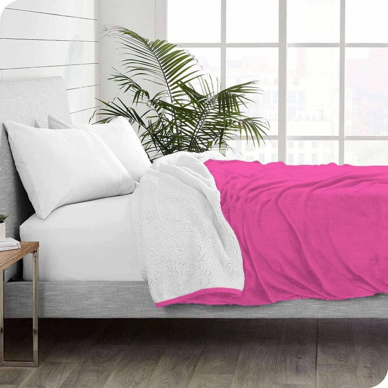 Υπέρδιπλο Κουβερτοπάπλωμα Flannel Sherpa 220X240 Ροζ KP007