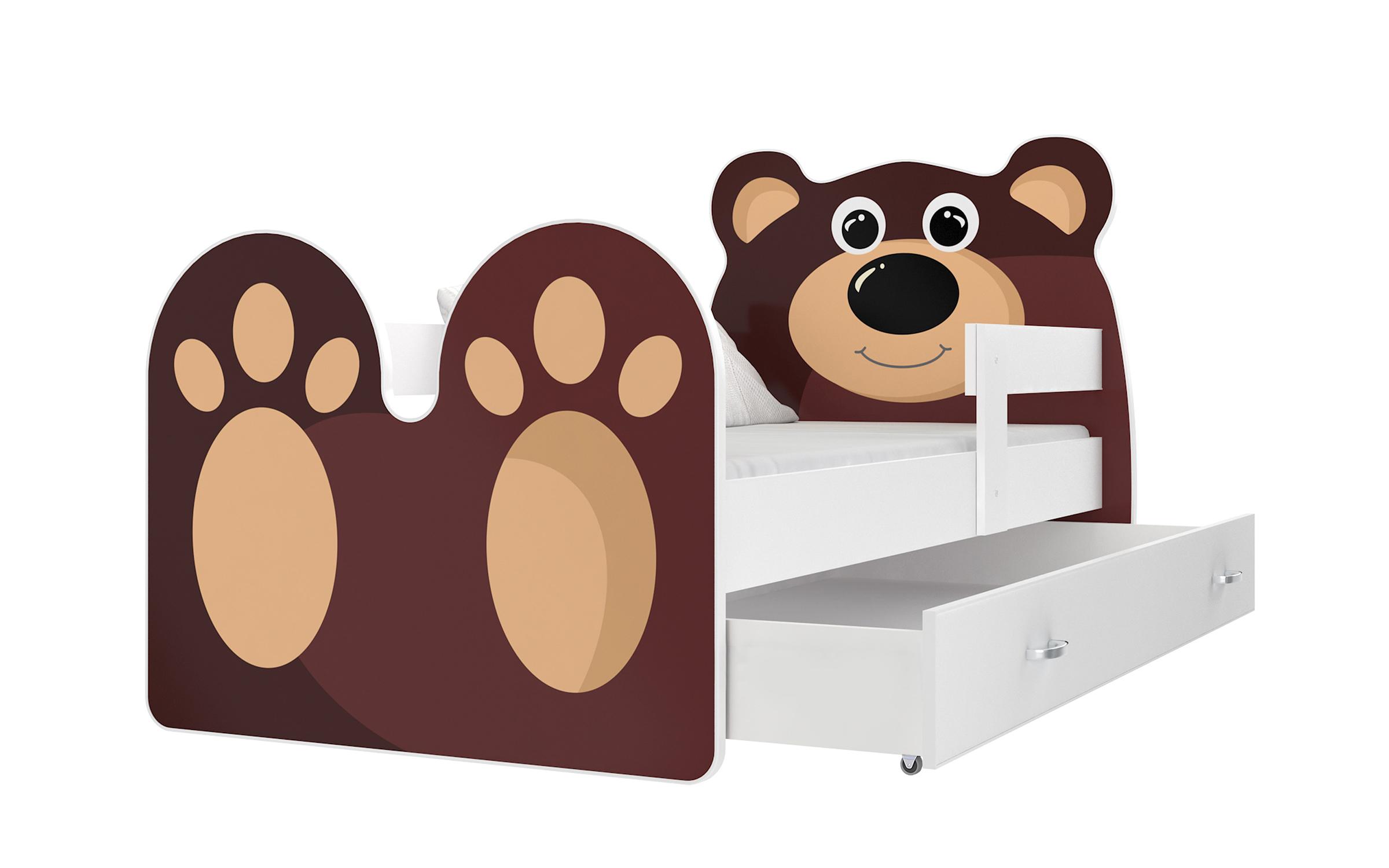 Παιδικό κρεβάτι Bear 80x180 άσπρο + καφέ