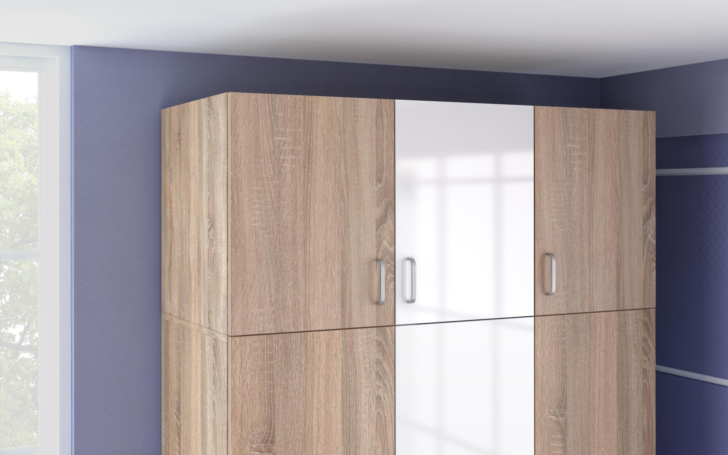 Πατάρι ντουλάπας Leslie 8520 δρυς sonoma + άσπρο γυαλιστερό