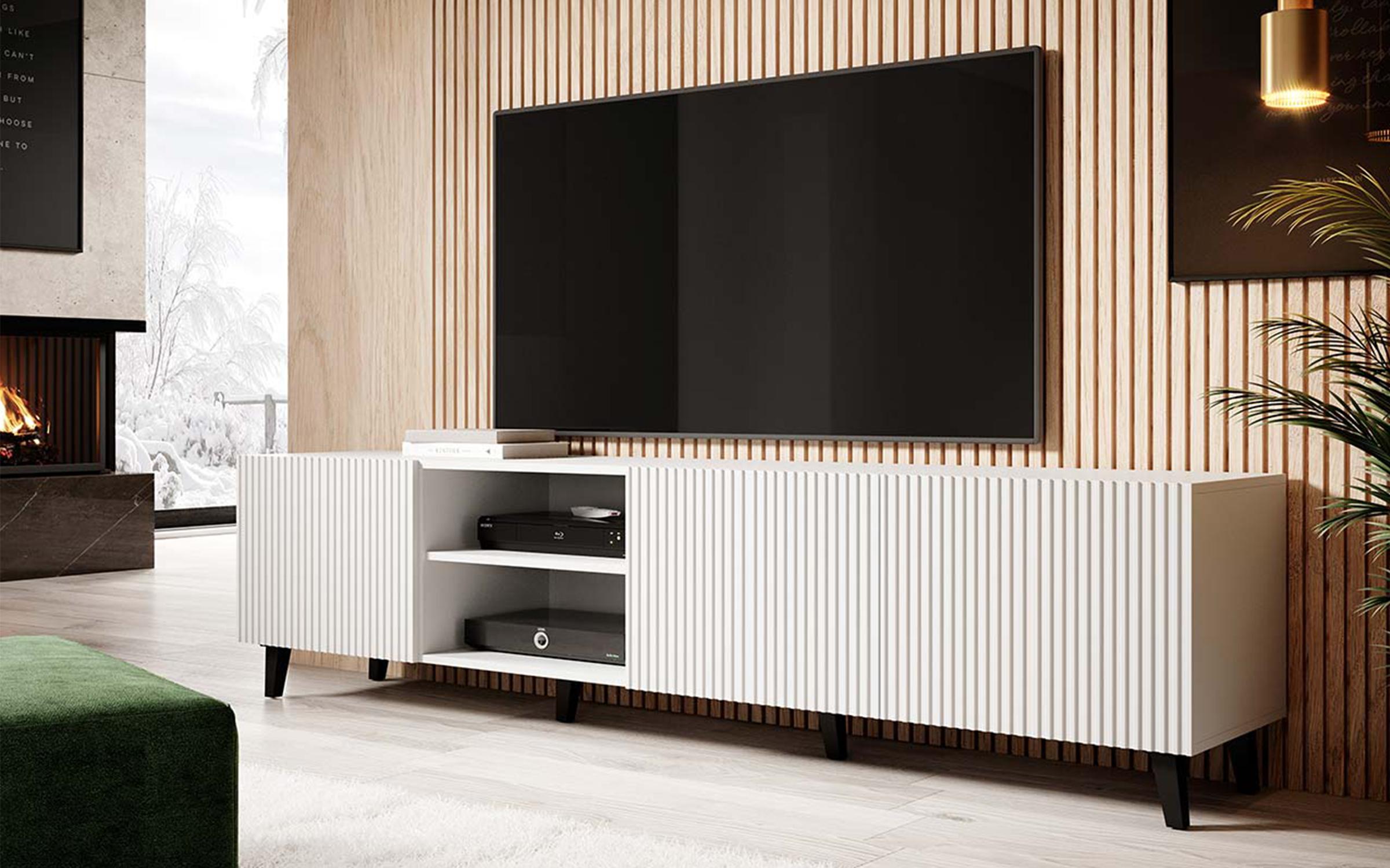 Έπιπλο TV Lizzie 8651 άσπρο + άσπρο γυαλιστερό