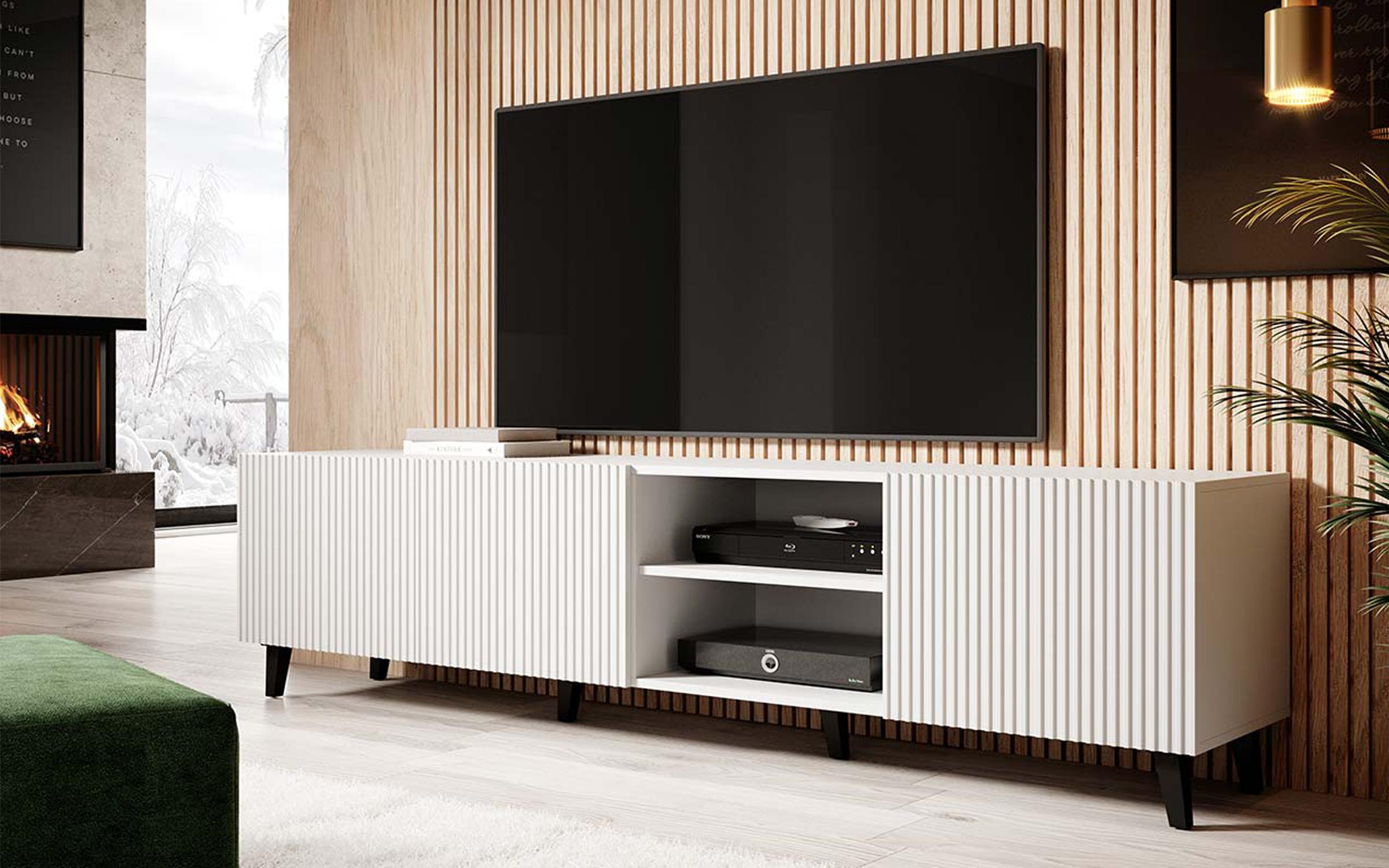 Έπιπλο TV Lizzie 8651 άσπρο + άσπρο γυαλιστερό