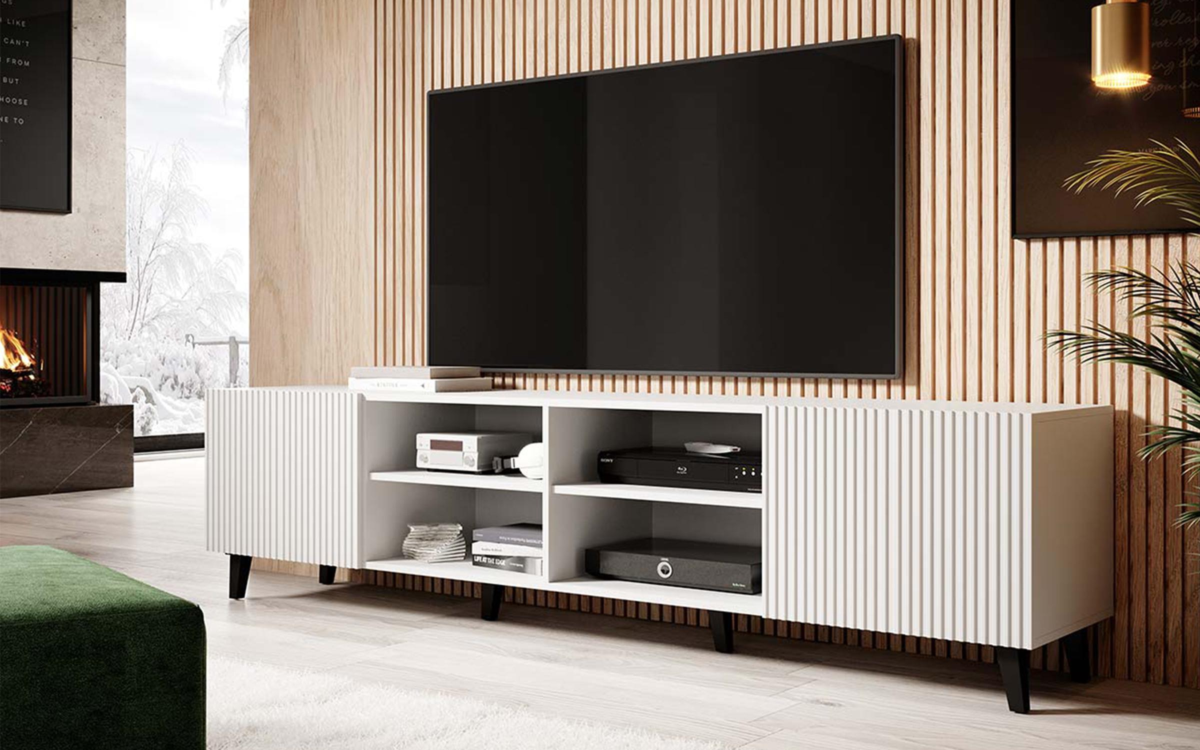 Έπιπλο TV Lizzie 8651 άσπρο + άσπρο γυαλιστερό