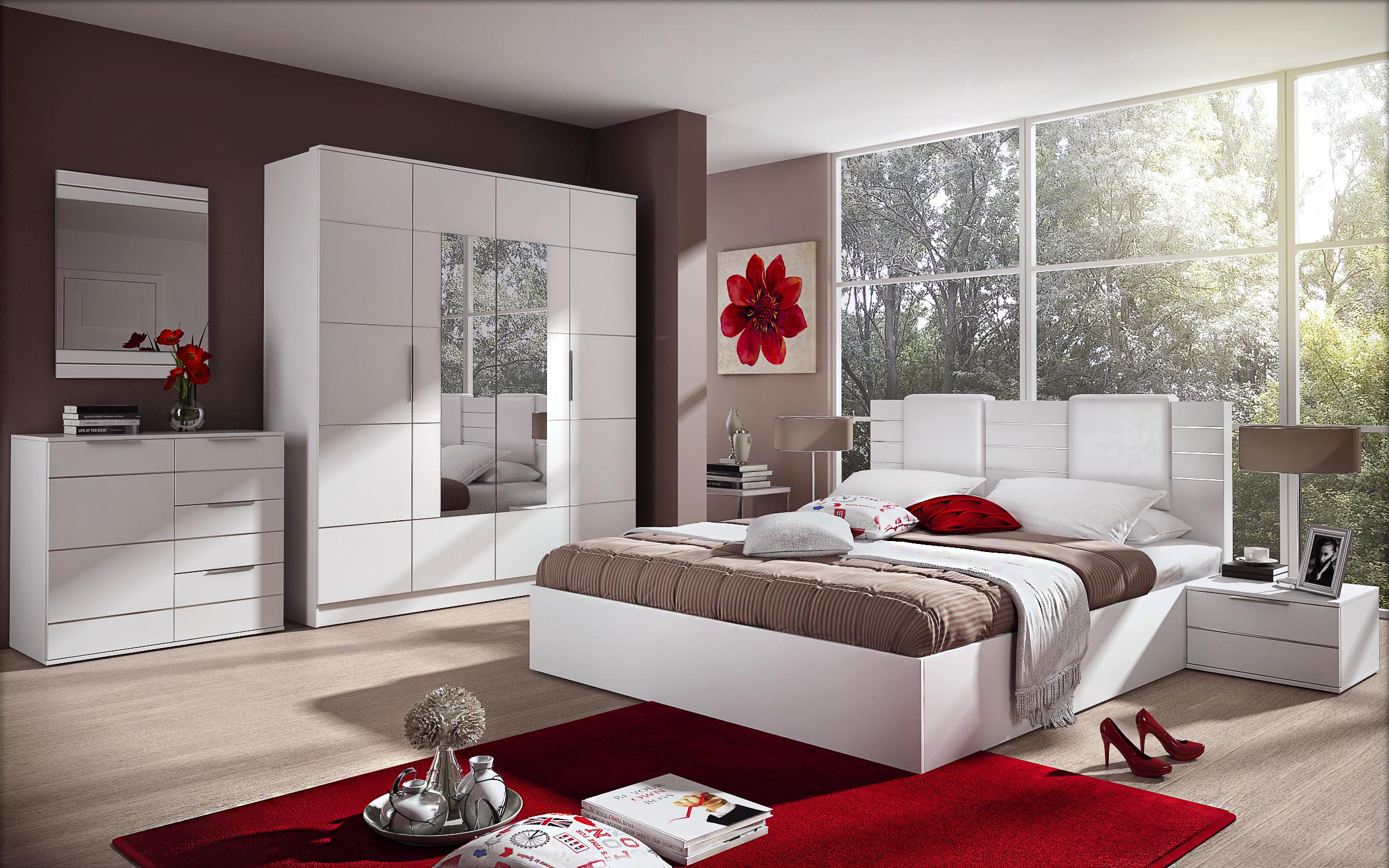 Σετ κρεβατοκάμαρας + στρώμα Zora 160x200 άσπρο σαγρέ