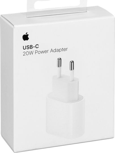 Apple Φορτιστής Χωρίς Καλώδιο με Θύρα USB-C 20W Power Delivery Λευκός (Power Adapter A2347)
