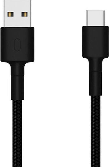 Xiaomi Cable Original Braided Usb Type C Braided USB 2.0 Cable USB-C male - USB-A 18W Μαύρο 1m SJV4109GL