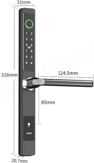 iLock05 TTLock Ηλεκτρονική Κλειδαριά με Σύνδεση Bluetooth Ασημί