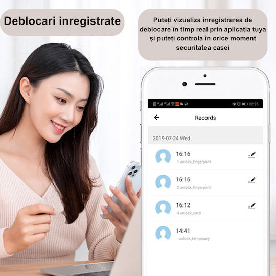 Ηλεκτρονική Κλειδαριά με Σύνδεση Wi-Fi Μαύρη