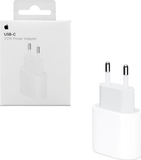 Apple Φορτιστής Χωρίς Καλώδιο με Θύρα USB-C 20W Power Delivery Λευκός (Power Adapter A2347)
