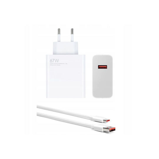 Xiaomi Φορτιστής με Θύρα USB-A και Καλώδιο USB-C 67W Power Delivery Λευκός (HyperCharge Combo BHR9465EU)