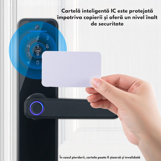 Ηλεκτρονική Κλειδαριά με Σύνδεση Wi-Fi Μαύρη και Κάμερα