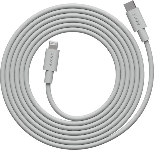Fast Charging Data Cable USB-C Lightning Apple Avolt 2 Meters Grey