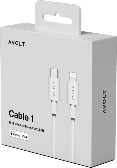 Fast Charging Data Cable USB-C Lightning Apple Avolt 2 Meters Grey